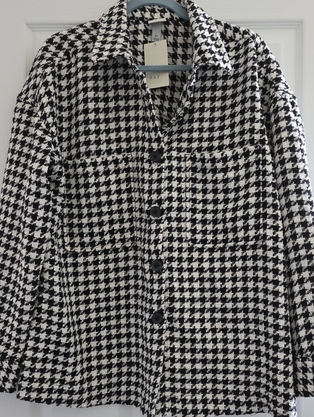 a new day Black and White Houndstooth Blazer Jacket